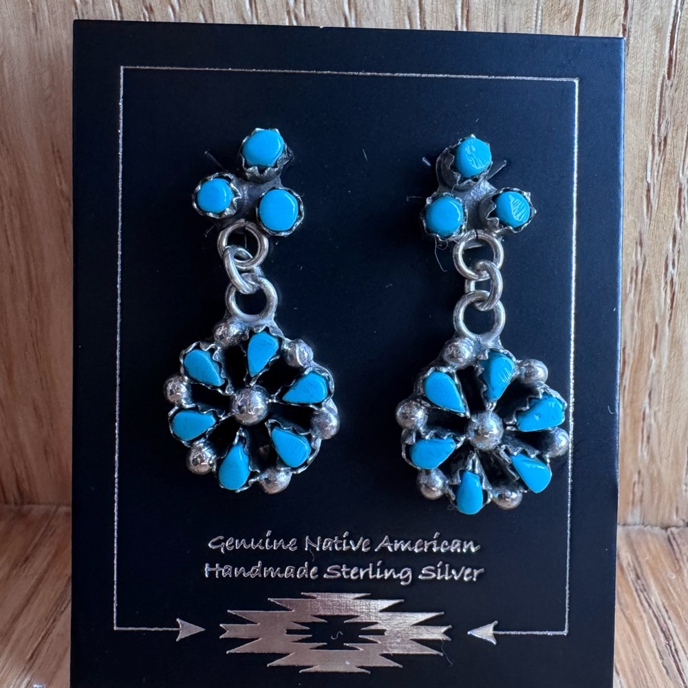 Zuni petite point turquoise earrings